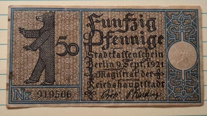 1921 - Germany - 50 Pfennigs - Bezirk 20 Reinickendorf - Weimar Republic - 919506
