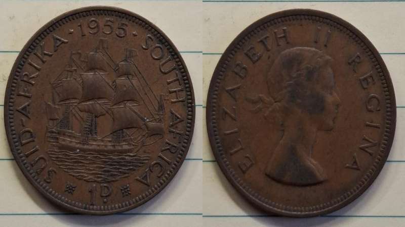 1955 - South Africa - 1 Penny - George VI - Demonetised Mar 1961 - Bronze