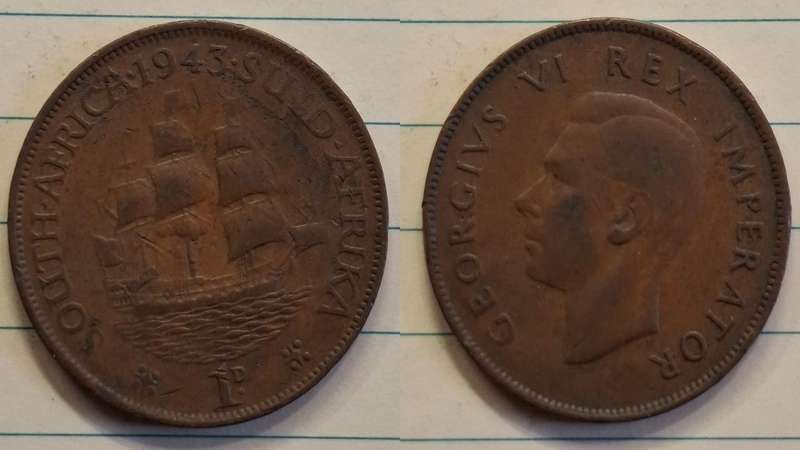 1943 - South Africa - 1 Penny - Elizabeth II - Demonetised Mar 1961 - Bronze