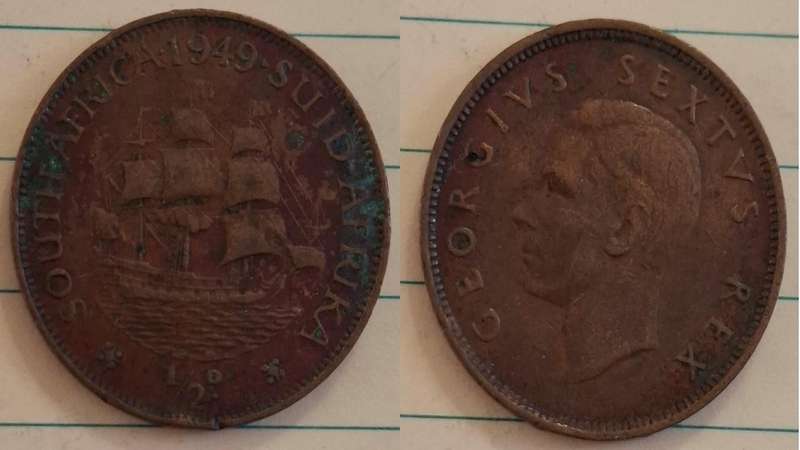1949 - South Africa - ½ Penny - George VI - Demonetised Mar 1961 - Bronze