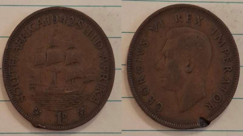 1942 - South Africa - 1 Penny - George VI - Demonetised Mar 1961 - Bronze
