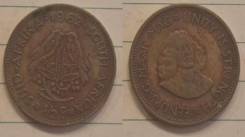 1962 - South Africa - ½ Cent - Jan van Riebeeck  - Demonetised Mar 1961 - Brass