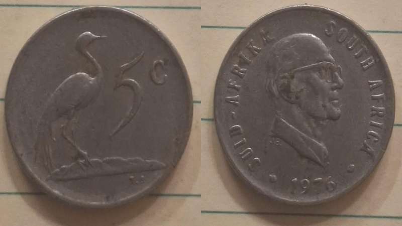 1976 - South Africa - 5 cents - Circulating commemorative coins: The end of Jacobus Johannes Fouche'