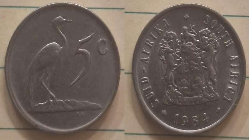 1984 - South Africa - 5 cents - Coat of arms -  - Nickel