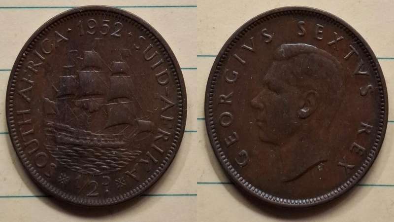 1952 - South Africa - ½ Penny - Elizabeth II - Demonetised Mar 1961 - Bronze