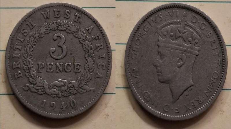 1940 KN - British West Africa - 3 Pence  - George VI - Demonetised Yes - Copper-nickel