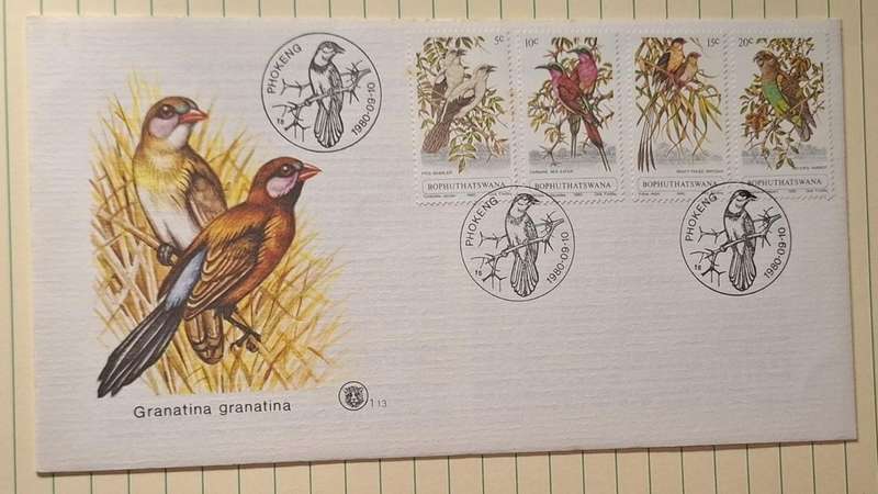1980 - Bophuthatswana - First Day Cover with Insert - Granatina granatina - 1.13 -  Postmark Phokeng