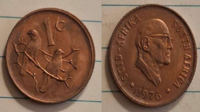 1976 - South Africa - 1 Cent -AU/UNC - Circulating commemorative coins: The end of Jacobus Johannes