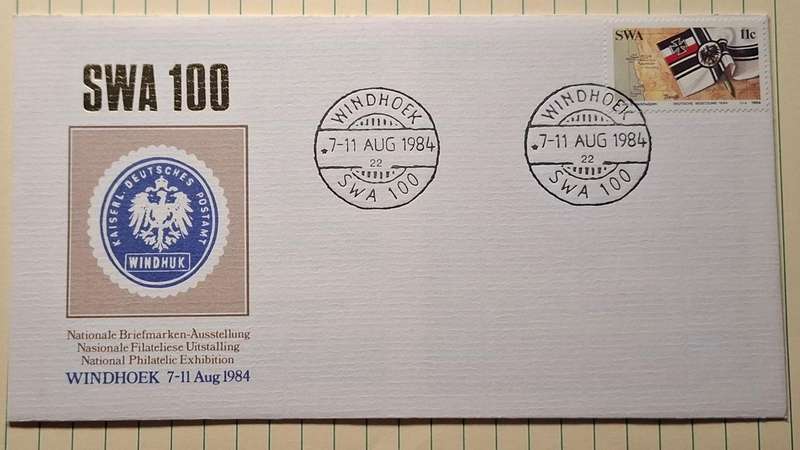 1984 - SWA - First Day Cover with Insert - SWA 100 National Philatelic Exhibition Windhoek -  Postma