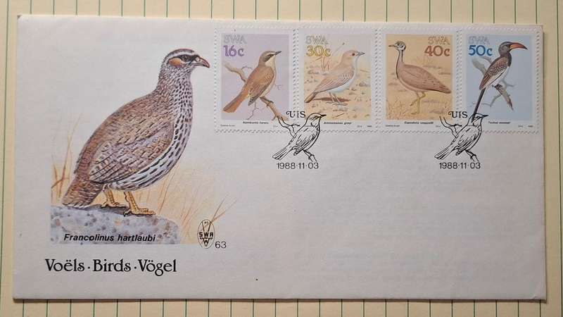 1988 - SWA - First Day Cover with Insert - Birds Francolinus hartlaubi -  Postmark Uis