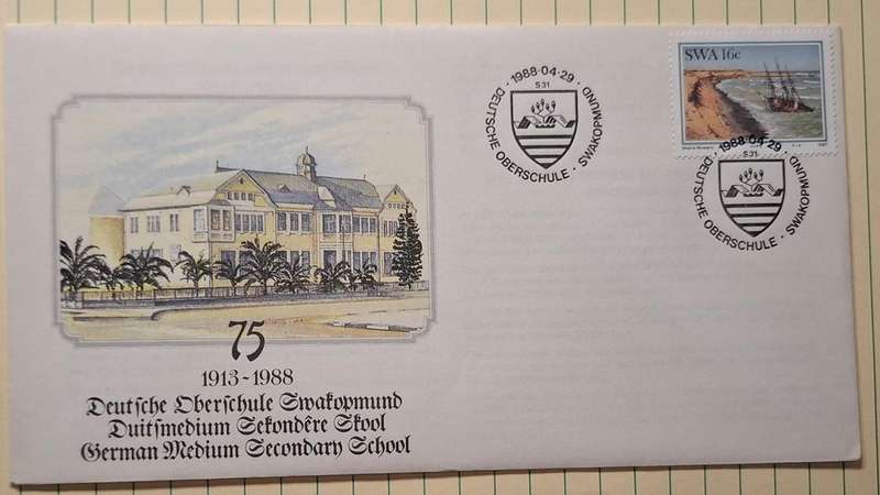 1988 - SWA - First Day Cover with Insert - 75th Anniversary German Medium Secondary School -  Postma