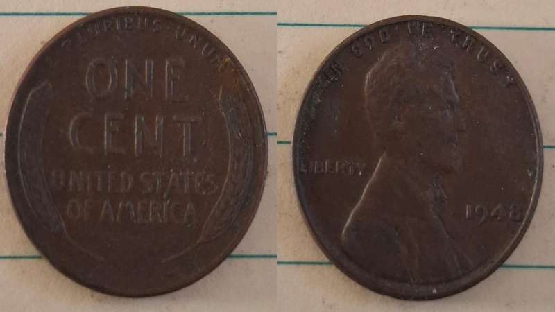 1948 - USA - 1 Cent  -  "Lincoln - Wheat Ears Reverse" -  - Bronze