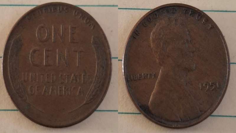 1951 - USA - 1 Cent  -  "Lincoln - Wheat Ears Reverse" -  - Bronze