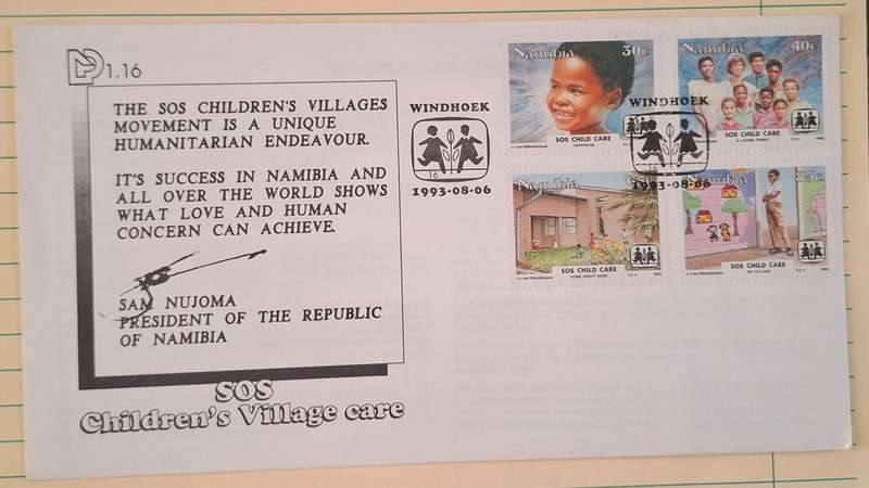 1993 - Namibia - First Day Cover with Insert - SOS Children's Village Care -  Postmark Windhoek