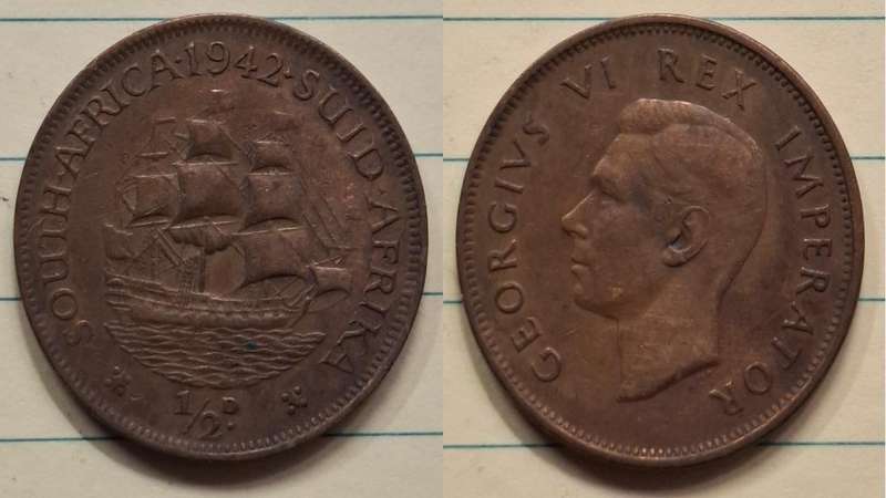 1942 - South Africa - ½ Penny - George VI - Demonetised Mar 1961 - Bronze