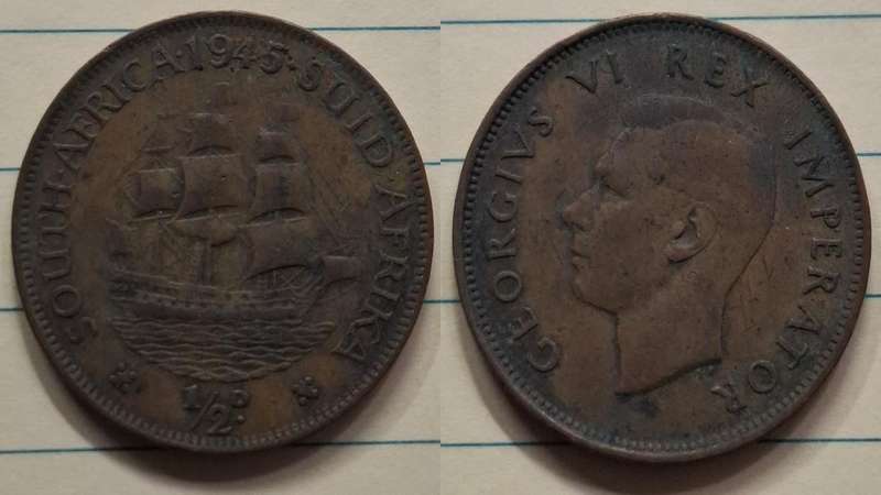1945 - South Africa - ½ Penny - George VI - Demonetised Mar 1961 - Bronze