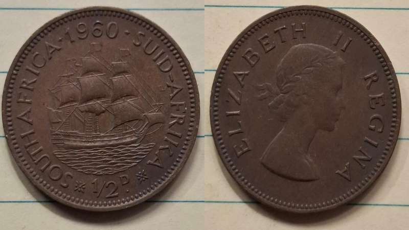 1960 - South Africa - ½ Penny - Elizabeth II - Demonetised Mar 1961 - Bronze