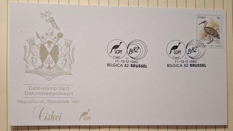 1982 - Ciskei - Date-stamp card - Stamp Exhibition Brussels BELGICA82 - Belgica 82 Brussel