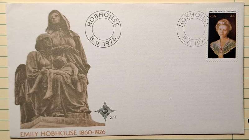 1976 - RSA - FDC with insert - Emily Hobhouse 2.16 -  Postmark Hobhouse
