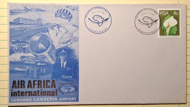 1975 - RSA - FDC with insert - Air Africa international Lanseria Airport -  Postmark Johannesburg