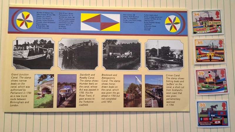 1993 - UK - Used : 24 + 28 -  Unused : 33 + 39 -  Inland Waterways Royal Mail Brochure with Stamps