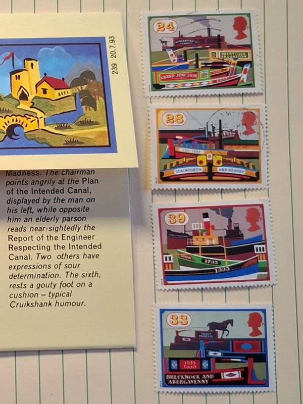 1993 - UK - Used : 24 + 28 -  Unused : 33 + 39 -  Inland Waterways Royal Mail Brochure with Stamps