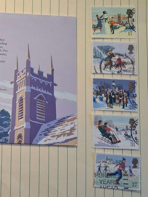 1990 - UK - Used : 17 + 22 + 26 + 31 + 37 - Christmas Royal Mail Brochure with Stamps