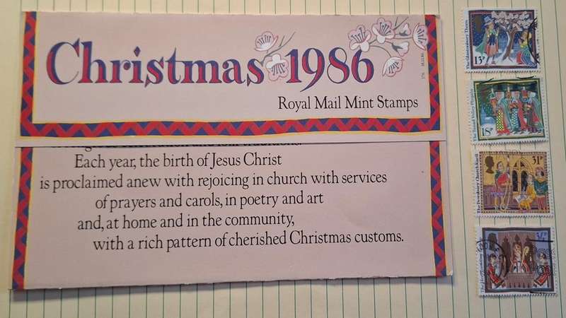 1986 - UK - Used : 13 + 18 + 31 + 34 - Christmas Royal Mail Brochure with Stamps
