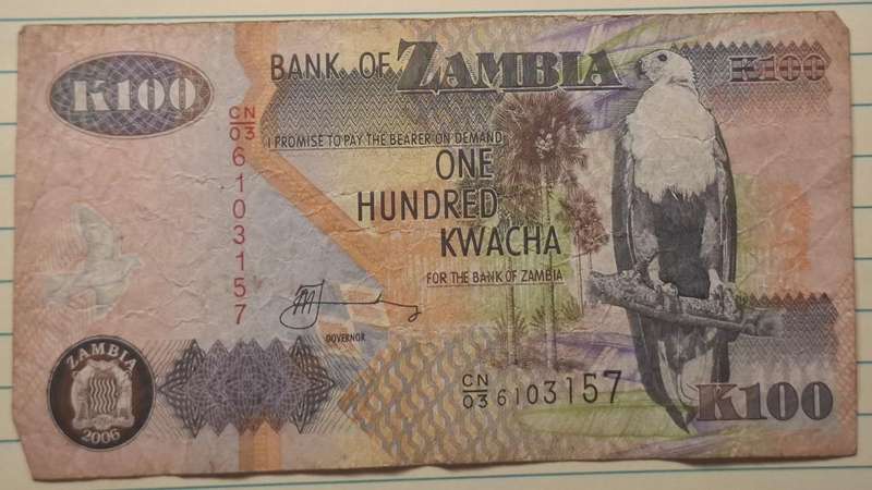 2006 - Zambia - 100 Kwacha - Signature: Dr. Caleb Mailoni Fundanga - Demonetised Jul 2013 - CN03 610