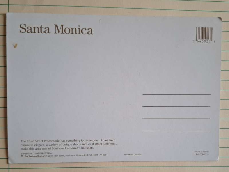 Santa Monica California - Third Street Promenade -  Unused Post Card