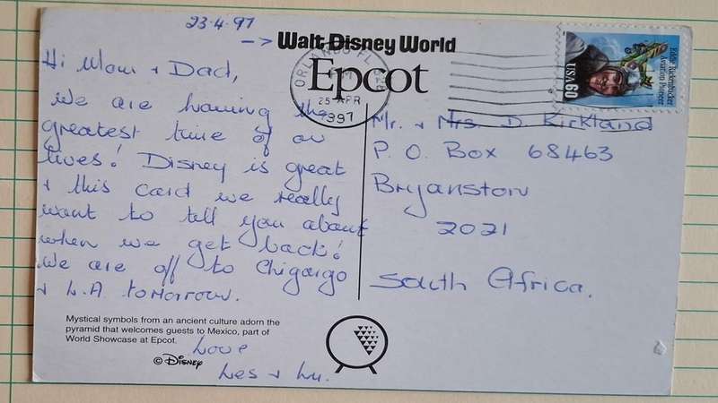 1997 - Walt Disney Word Epcot -  Mystical symbols from ancient culture  -  Used Post Card