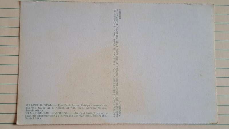 Vintage Post Card -  Unused - The Paul Sauer Bridge crosses the Storms Rinver at a height of 425 fee