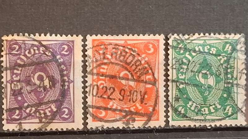 1921 -  German Empire  - 2Mk. + 3Mk. + 4Mk. - Daily Stamps