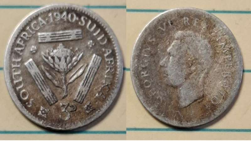 1940 - South Africa - 3 Pence  - George VI - Demonetised Yes - Mar 1961 - Silver (.800)