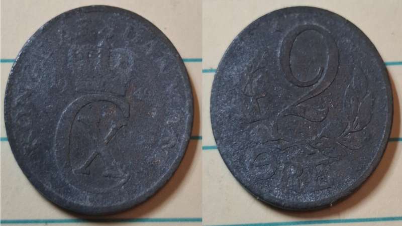 1942 - Denmark - 2 Øre - Christian X  - German Occupation - Demonetised Yes -  Mar 1973 - Zinc
