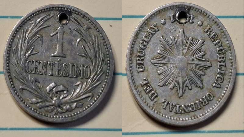 1901 A - Uruguay   - 1 Centisimo - Eastern Republic of Uruguay - Demonetised Jul 1975 - Copper-nicke