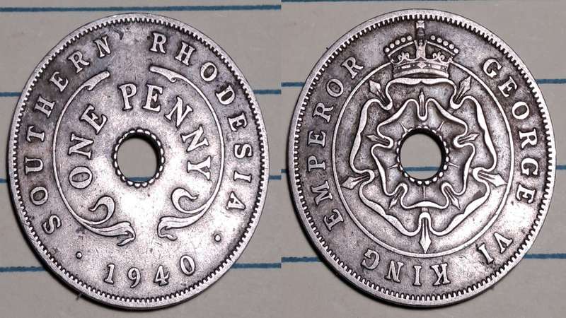 1940 - Southern Rhodesia -  1 Penny - George VI - Demonetised -  Jan 1973  - Copper-nickel