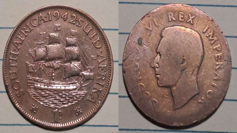 1942 - South Africa/Suid Afrika  - 1 Penny -George VI  - Demonetised - Mar 1961   - Bronze