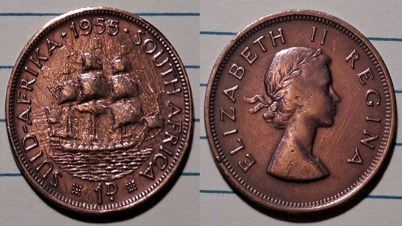 1955 - South Africa/Suid Afrika  - 1 Penny - Elizabeth II  - Demonetised - Mar 1961  - Cleaned - Bro