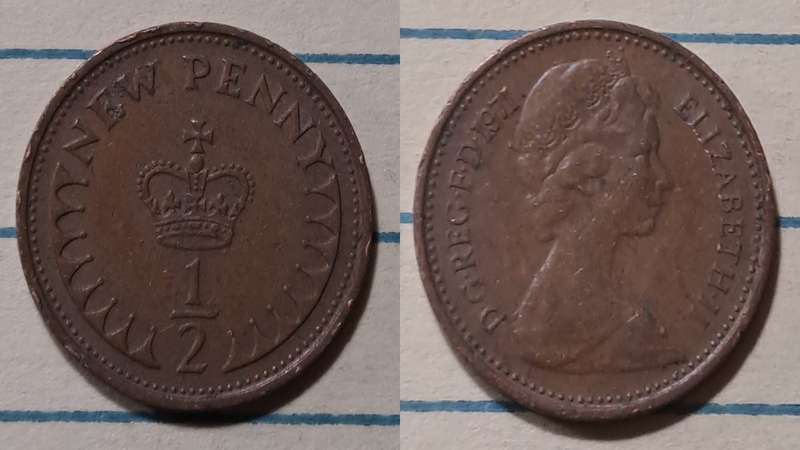1971 - UK - ½ New Penny - Elizabeth II -   Demonetised - Dec 1984 - Bronze