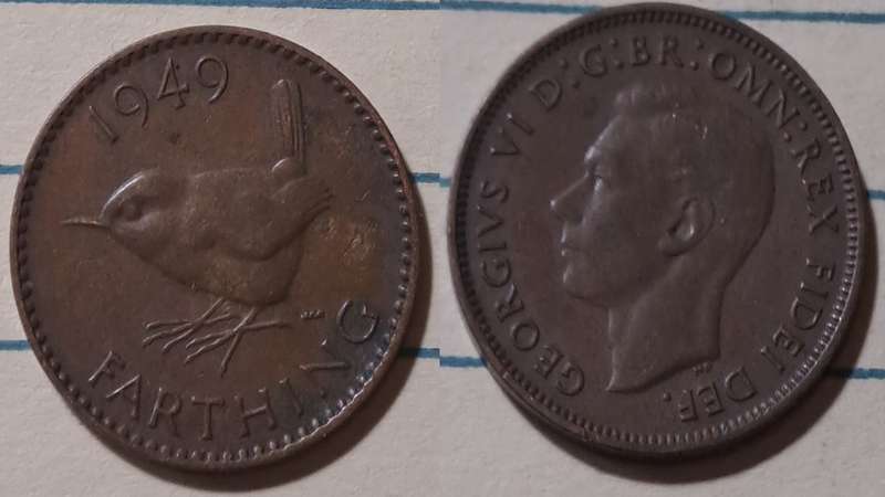 1949 - UK - 1 Farthing - George VI -   Demonetised - Dec 1960 - Bronze