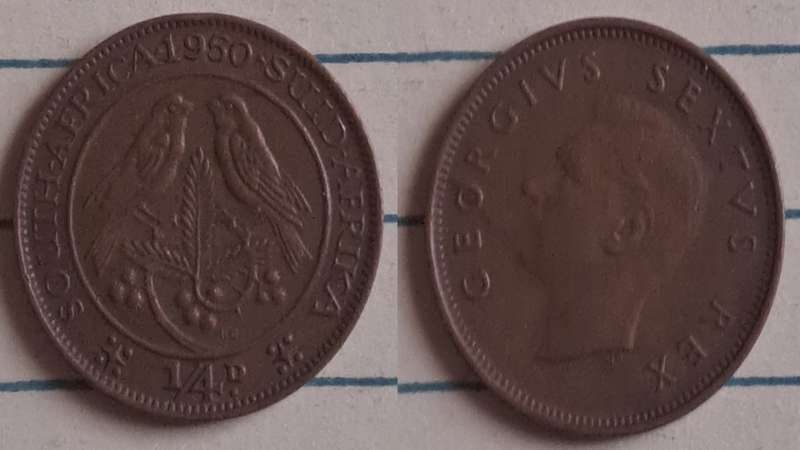 1950 - SA - ¼ Penny - George VI - Demonetised - March 1961 - Bronze
