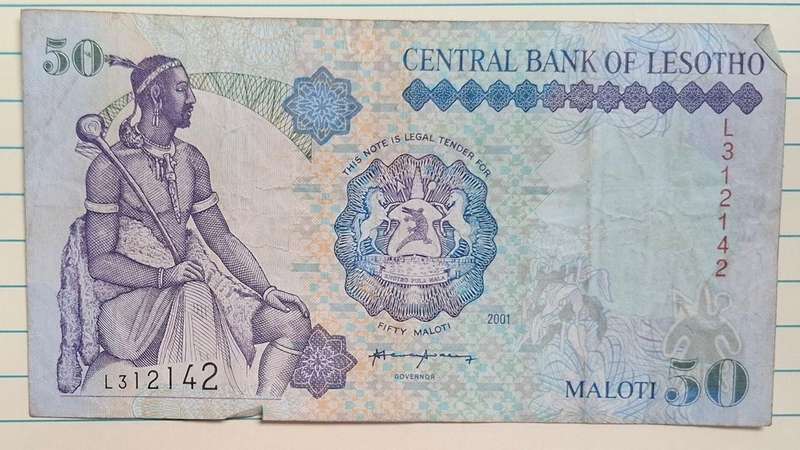 2001 - Lesotho - 50 Maloti - Signature: S. M. Swaray. - Demonetised No - L 312142