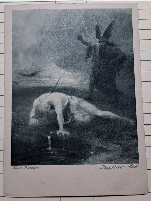 Antique Postcard - 1915-1930 - Hermann A Wiechman (1856-1931), Munich Germany - The Death of Siegfr