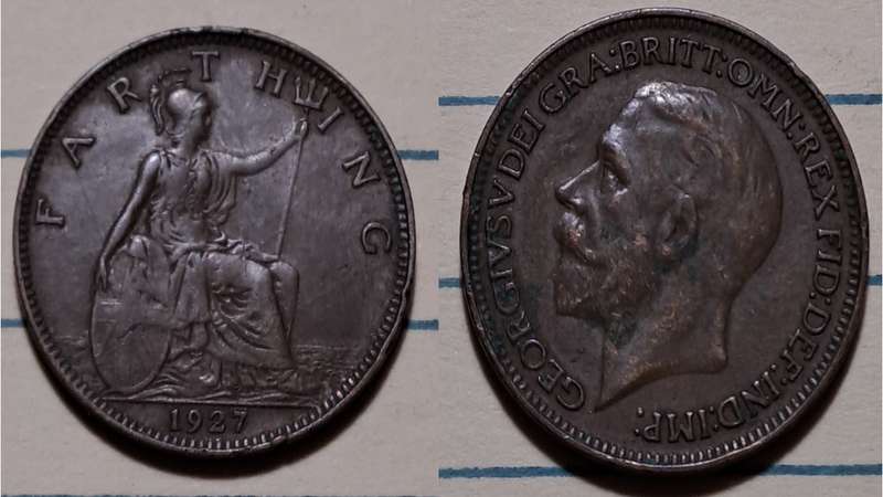 1927 - UK - 1 Farthing - George V  - Demonetised - Dec 1960 -  Bronze