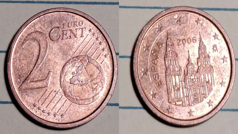 2006 - Spain  - 2 Euro Cents 1st type -  Demonetised - No  - Copper plated steel