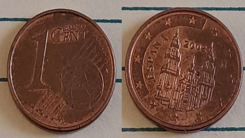 2002 - Spain  - 1 Euro Cent (1st type) -  Demonetised - No  - Copper plated steel