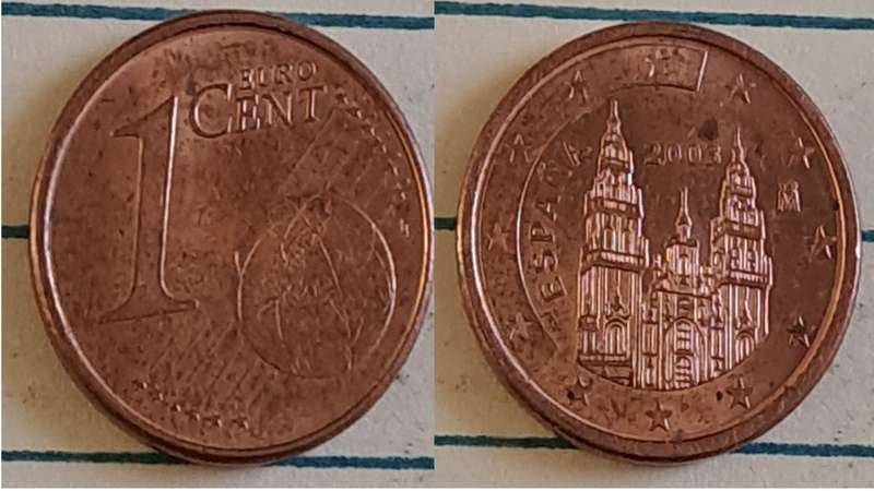 2003 - Spain  - 1 Euro Cent (1st type) -  Demonetised - No  - Copper plated steel