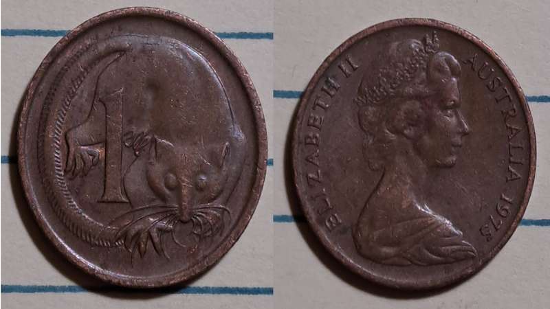 1975 - Australia  - 1 Cent - Elizabeth II 2nd Portrait -  Demonetised - No  -Bronze