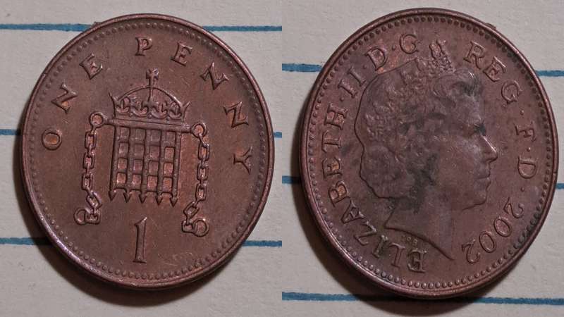 2002 - UK  - 1 Penny - Elizabeth II 4th portrait, magnetic -  Demonetised - No  - Copper plated stee
